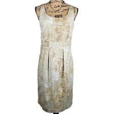 Michael Kors Dress Size 10 Sleeveless Beige White Pleated Career Work