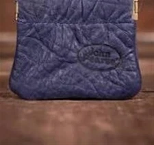 John Pearse Leather Mini Squeeze Pouch, 2-1/2"x2-3/4",  Navy