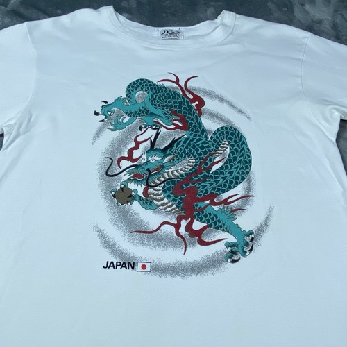 Vintage Japanese Dragon Shirt Mens L Graphic Single Stitch Soft Cotton Flag Y2K - Picture 1 of 8