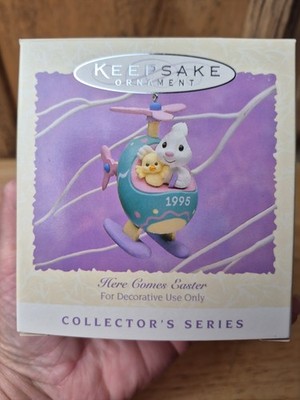 1995 Hallmark Ornament 2nd In Series Here Comes Easter  Helicopter Bunny