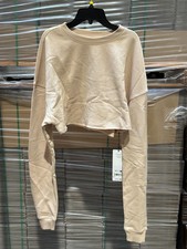 ALO Yoga Extreme Cropped Pullover Medium Macadamia Tan Brown Sweatshirt NEW NWT
