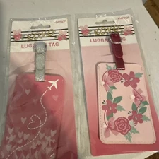 Two Pink Luggage Tags