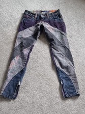Womens Vintage Miss Sixty Denim/Corduroy Patchwork Jeans With Ankle Zips. W26