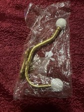Vtg. Solid Brass Wall Mount Hat Coat Towel Hanger Hook with Porcelain Knobs