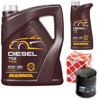 MotoröL Set TDI 5W-30 API SN/CH-4 6 Liter + ÖLfilter FüR Mitsubishi Outlander