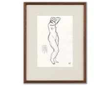 Sanyu Style Nude Female Chinese French ink drawing art deco Chang Yu 常玉 erotic