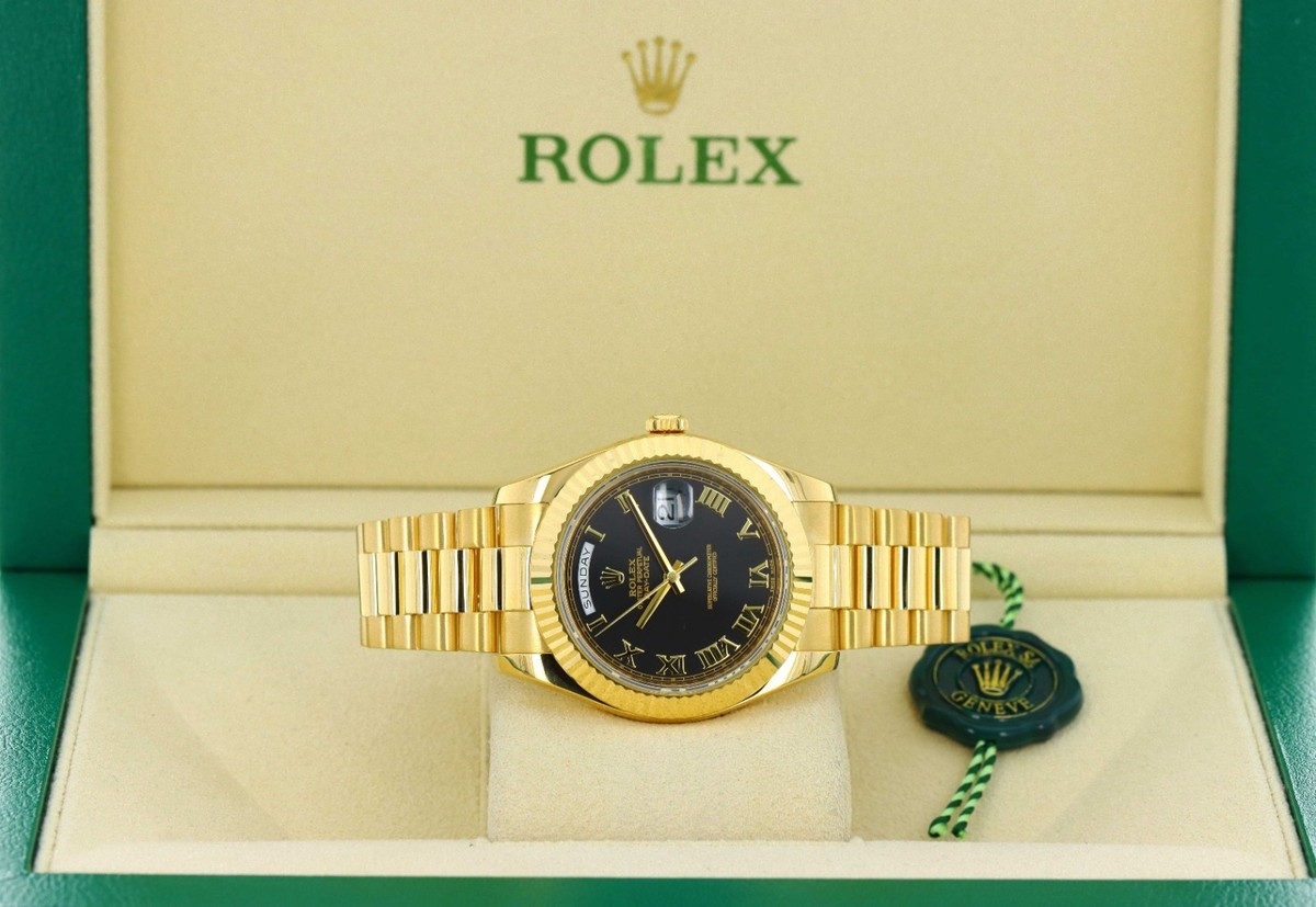Rolex Day-Date II 41mm President, Black Roman Dial - 18kt Yellow