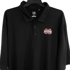 Cutter & Buck Mens 4XT Black Mississippi State Bulldogs Polo Shirt
