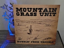 Mountain Grass Unit Runnin' From Trouble Vinyl COVER SIGNED 