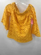 Pre-Owned Trina Turk Yellow Size Small Off Shoulder Blouse