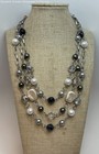Lia Sophia Silver Tone Faux Pearls & Crystals Multi Strand Necklace 80.3g — photo 1
