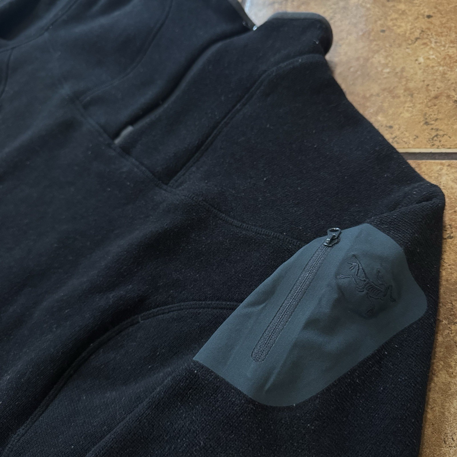 Giacca maglione Arc'Teryx donna pile coperto 1 4 zip taglia XL NERO pullover