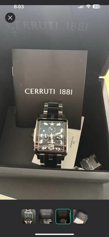CERRUTI 1881 Chronograph Men’s Watch – Square Black Dial – Stainless Steel – - Image 3 of 4