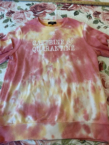 Preowned Modern Canvas Women's Tie Dye "Caffine & Quarantine Sweat Shirt Large - Picture 4 of 9