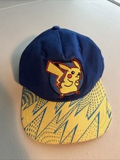 Pokemon Pikachu Baseball Hat Cap Adjustable Snapback Youth One Size Blue Yellow