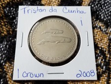Tristan da Cunha 1 Crown 2008 Cu-Ni Almost UNC - Sperm Whales - i Tariff Incl