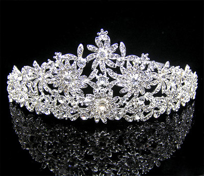79b Dazzling Pageant Bridal Silver Plated Multi Flower  display picture 2