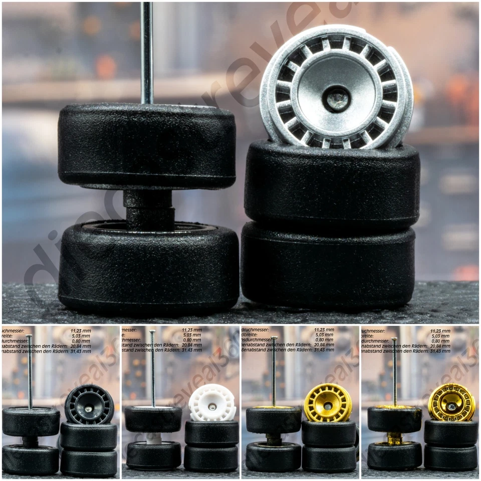 Räder Satz 1/64 Modelle Gummireifen Felgen für Hot Wheels, Matchbox, Majorette - Bild 4 von 4