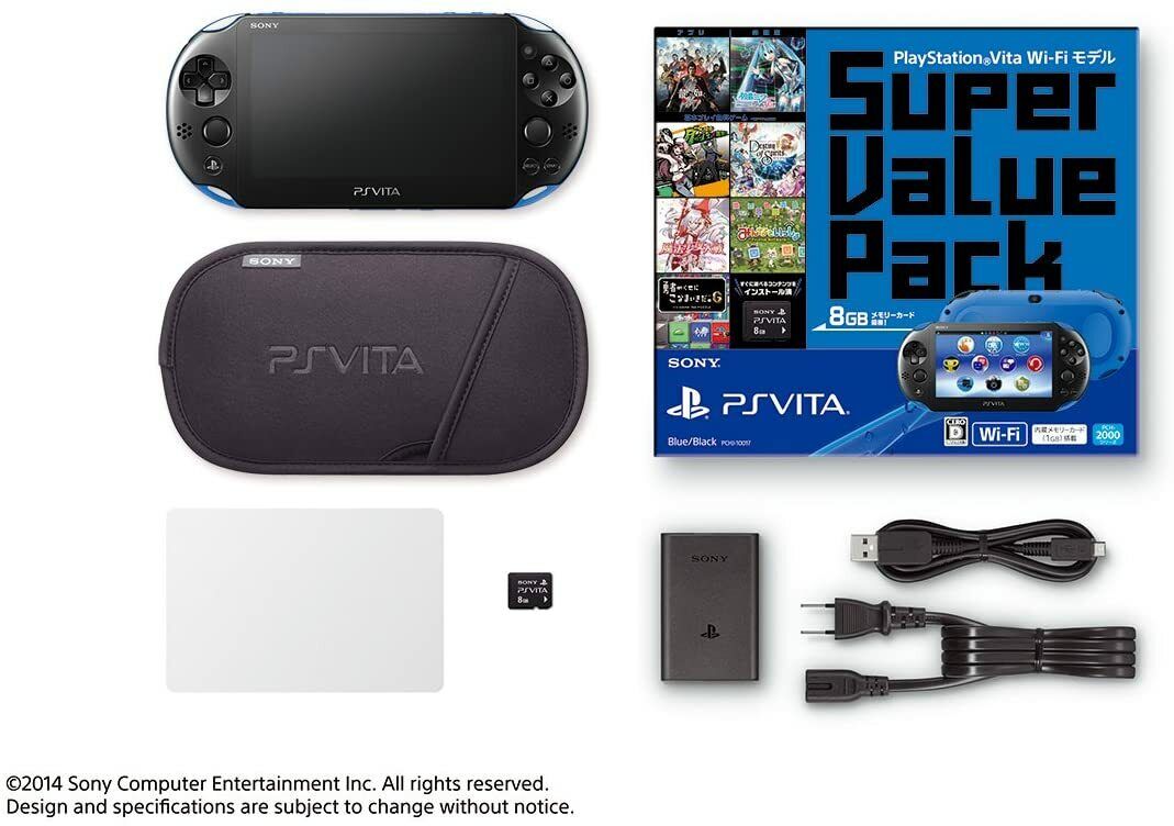 Sony PS Vita Blue Black Console Super Value Pack Wi-Fi Model PCH