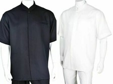 Men's 2pc Mandarin Collar Walking Suit Short Sleeve Casual Shirt  Pants set 259