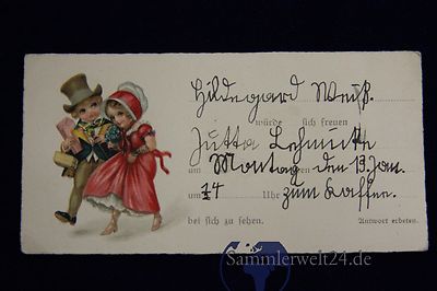 Einladung zum Kaffee vintage old reservation card 1920 