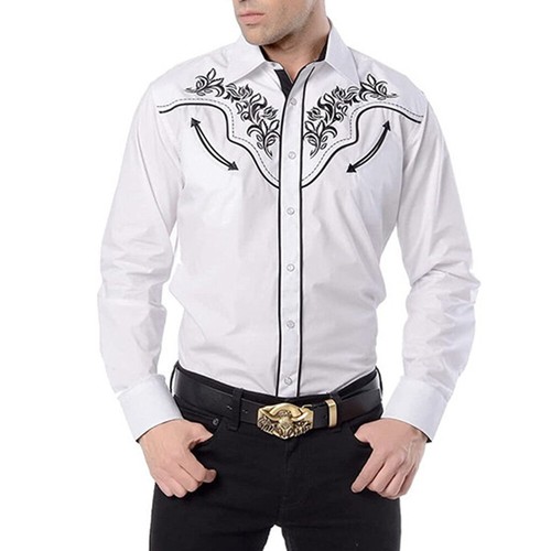 Hombres Camisetas Mangas Largas Prendas para el torso Blusa Camisa Estampado Occidental Formal ♡ - Imagen 7 de 19