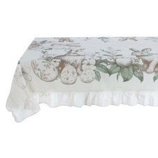 Blanc Mariclo' tovaglia Pasqua "Les Jardins des lapins" cotone con gala 180x260
