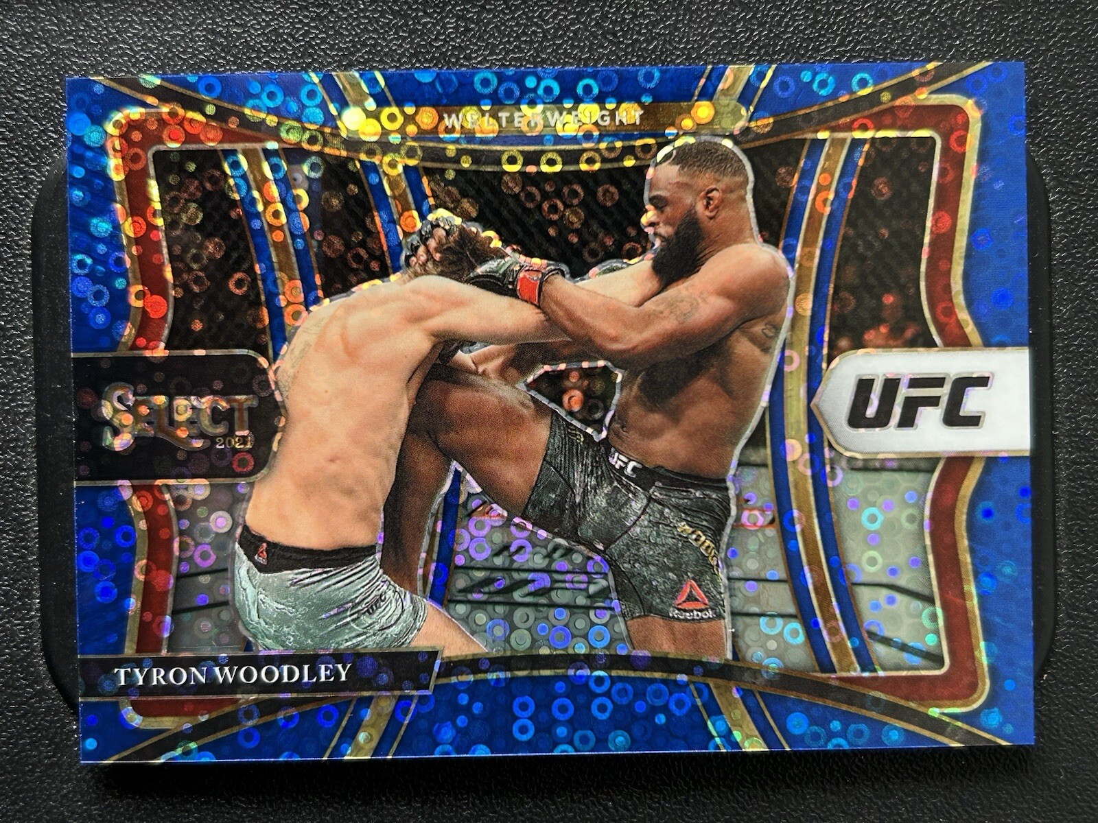 Tyron Woodley 2021 Panini Select Premier Level Blue Disco /99 UFC