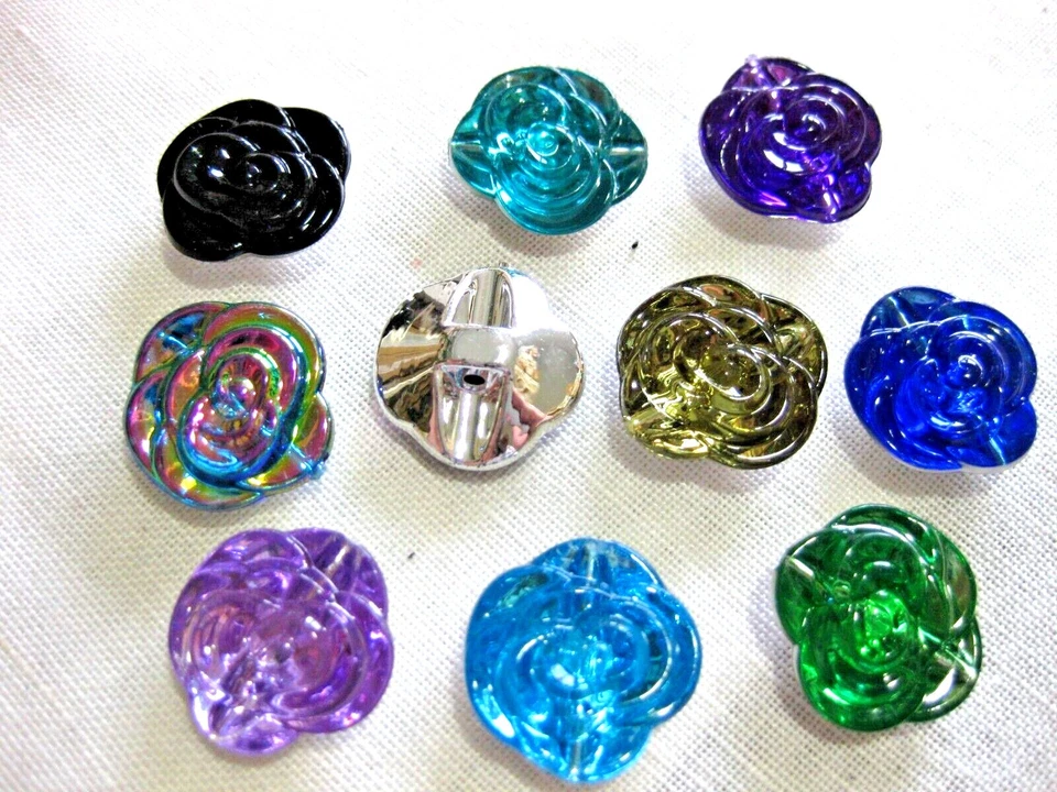 8 Knöpfe Blumen Rosen 20 mm, verschiedene Farben, Farbe wählbar K88.2E - Bild 4 von 4