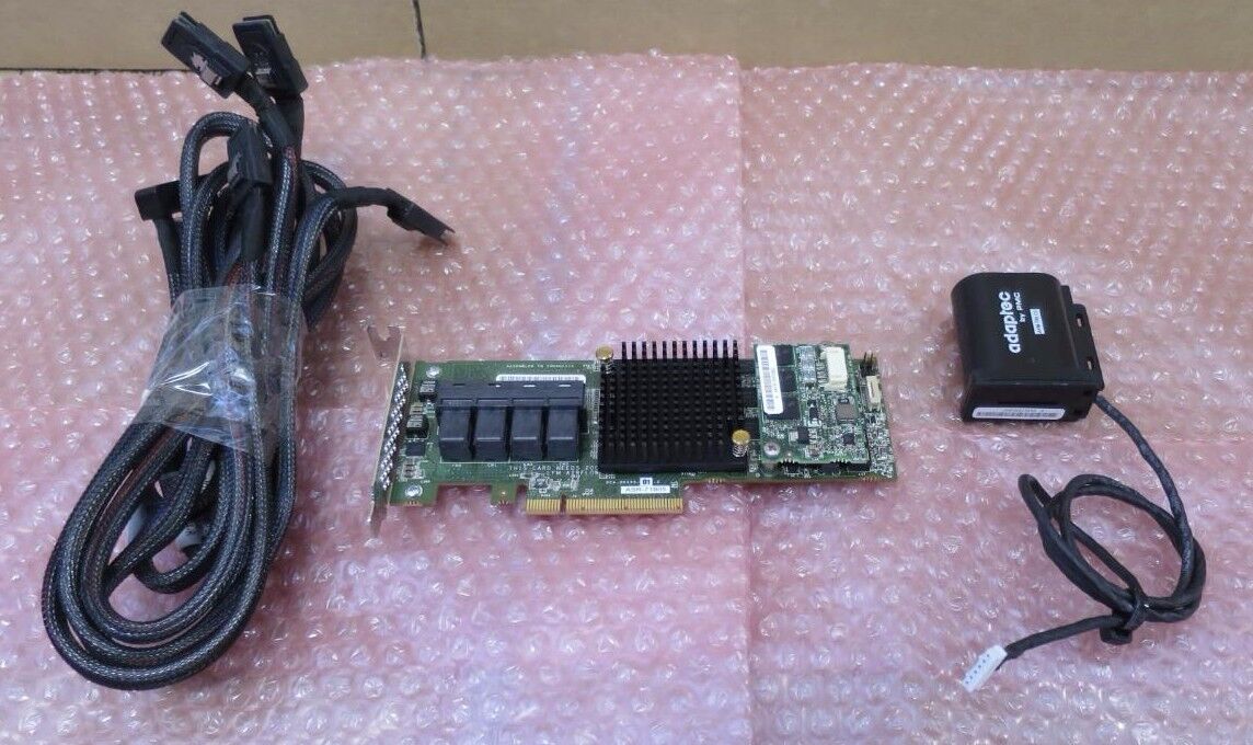 Adaptec ASR-71605 1GB Cache 16-Port 6Gbps Raid, 4x mini SAS HDD Cables + Battery