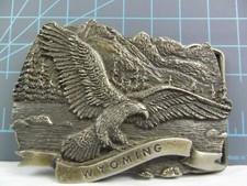 Vtg 80's Wyoming American Bald Eagle Patriotic Belt Buckle Spec Cast