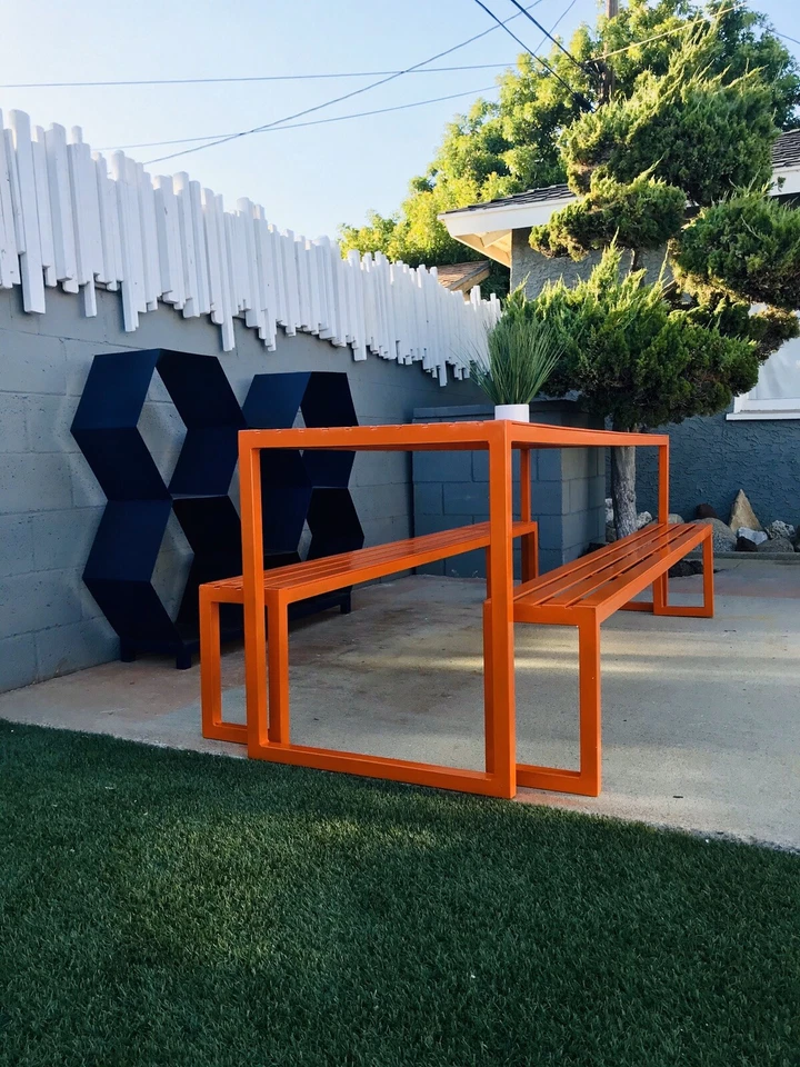 Custom Made Modern / Industrial Steel Dining Table. (outdoor, Backyard, Patio ) - Image 2 of 4