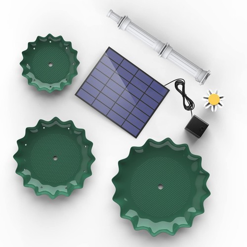 Solar Springbrunnen 3 Stufige Vogelfütterer für Draußen,Vogelbad Solarbrunnen - Bild 9 von 9