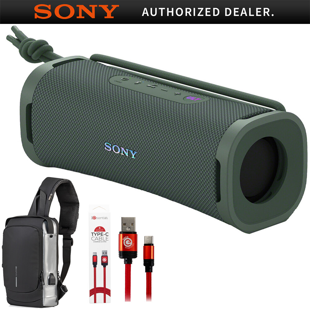 Портативная Bluetooth-колонка Sony (SRS-ULT10B) 2024 серого цвета в комплекте с рюкзаком-слингом