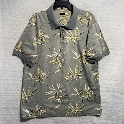 Forefront Polo Shirt Floral Hawaiian Mens XL Short Sleeve Pullover Gray Collar