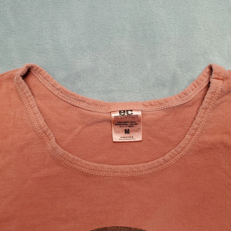 Camisa Earth Creations Feminina M Rosa Peace Love Skatista Anos 60 Anos 70 Retrô Fabricada nos EUA - Imagem 3 de 4