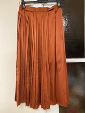L Mulberry Silk Pleated Midi Orange Women’s Skirt RRP: £129 *READ DESCRIPTION*