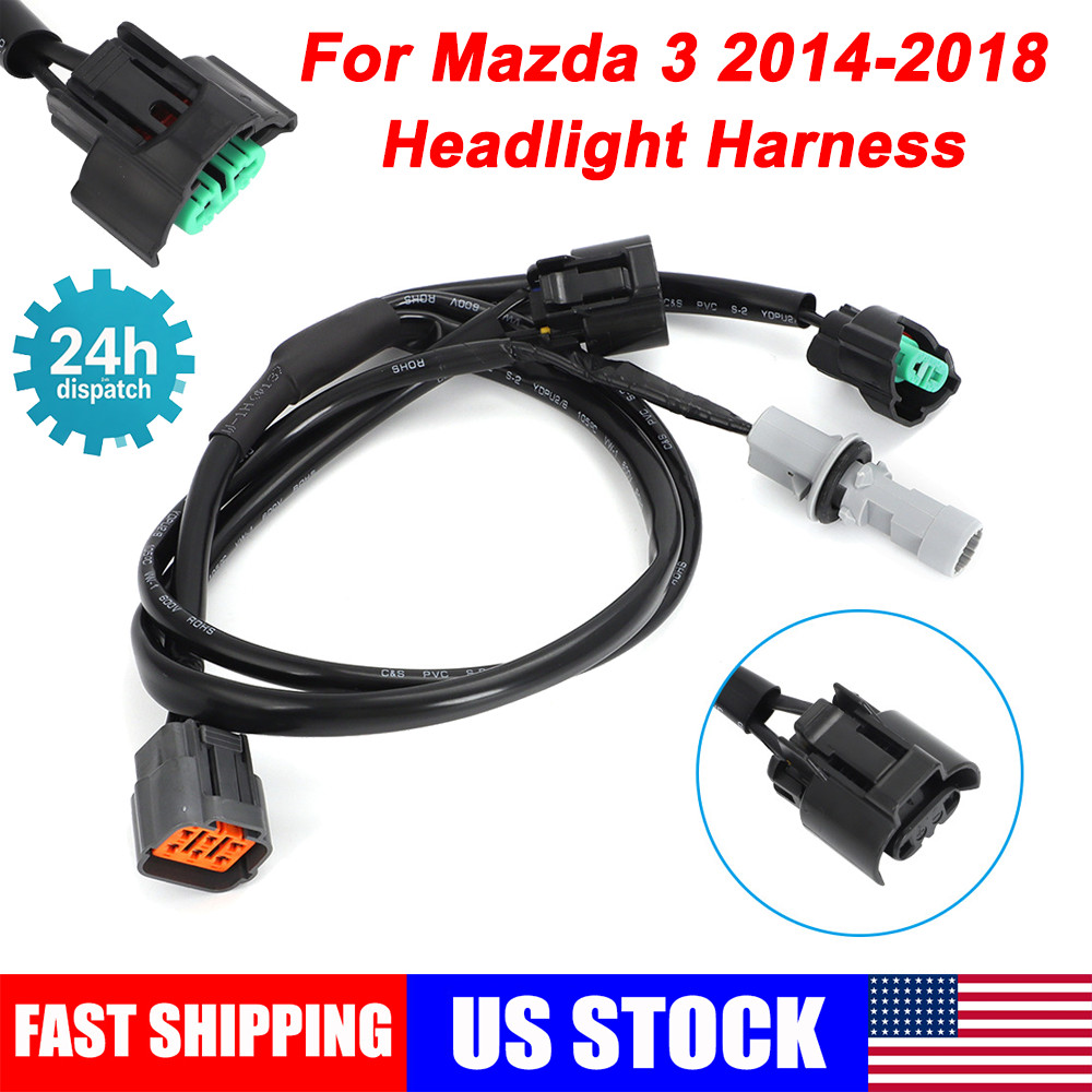 For 2014-18 Mazda 3 Front Headlight Wiring Harness Wire Replace