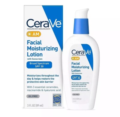 CeraVe AM Facial Moisturizing Lotion with SPF 30 | Oil-Free 3 Ounce