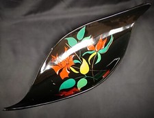 Ancien 1950 plat, plateau Longwy Bagatelle peint à la main. Décor floral