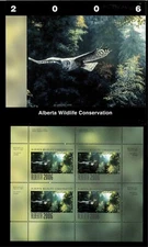 ALBERTA  #11 2006 GREY OWL CONSERVATION STAMP MINI SHEET OF 4 IN FOLDER NH