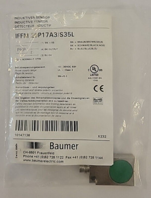 *NEW* Baumer IFFM 20P17A3/S35L Inductive Sensor CH-8501 10147138 *US SELLER*