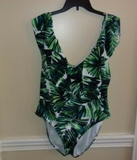 NWT Mynah Green My Tropical goddess Off The Shoulder One Piece Swimsuit 24W