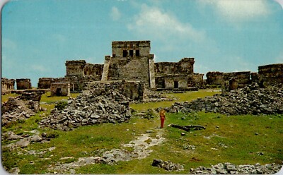 La Piramide Principal Tulum Quintana Roo Mexico Vintage Postcard Vista Color