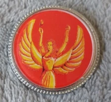 FEMALE VICTORY SYMBOL with Torch, Vintage Metal Pin Badge, Collectable, 30mm