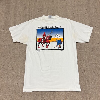 Vintage Hockey Night In Canada Shirt Mens XL White 1990s Bovis