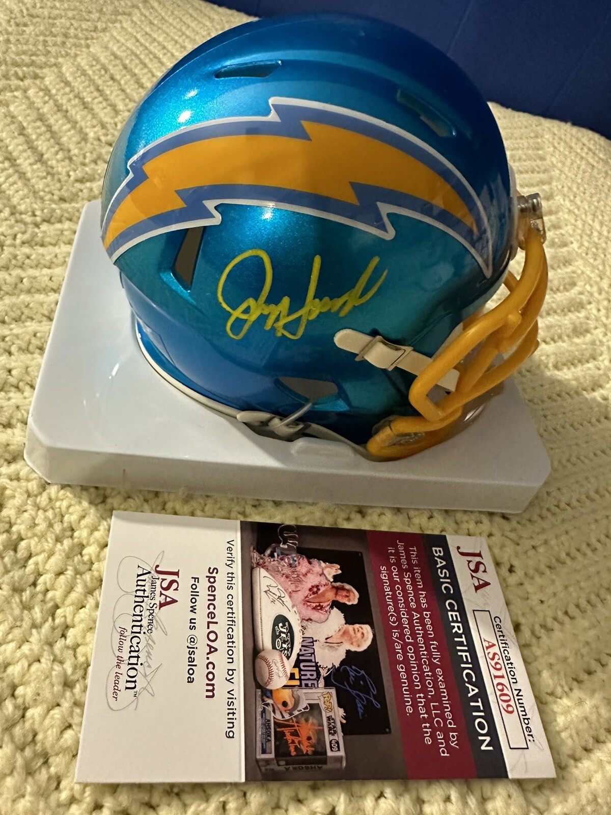 Jim Harbaugh Autographed Signed Mini Helmet JSA Authenticated COA Chargers 