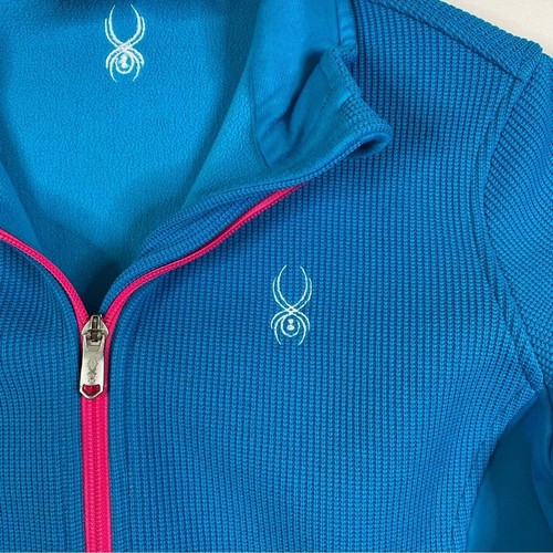 Spyder Core Sweatshirt Girl’s XL Blue Pink Zip Up Fleece Lined Warm Outdoor - Picture 2 of 10