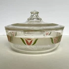 Vintage Pyrex Red Tulips Casserole Dish Covered Serving Bowl MCM Home Decor ‘40s