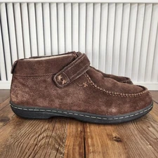 Jeffrey Fitzhugh Ankle Boots Mens 11.5 Brown Suede Moc Toe Faux Fur Lined Casual